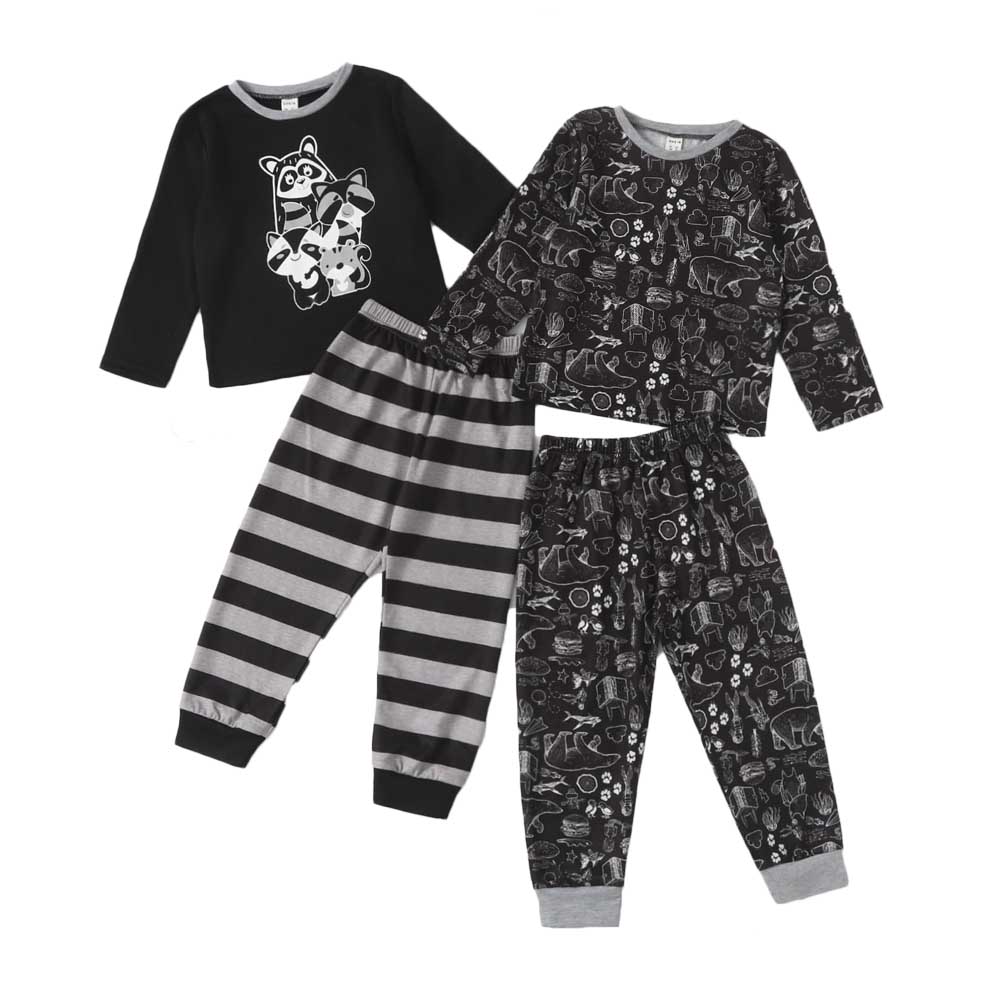 Toddler Boys Sleepwear Long Sleeve Cartoon Children PJS OEM Kids Pajama Set