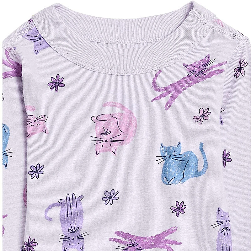 2022 Kid Pijamas 2 Piece Long Sleeve Cute Cat Print Animal Cotton Pajama Set for Kids