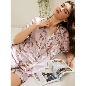 Short Sleeve Piping Women Pijamas Summer Modal Pjs Women 2 Pieces Viscose from Bamboo Pajamas