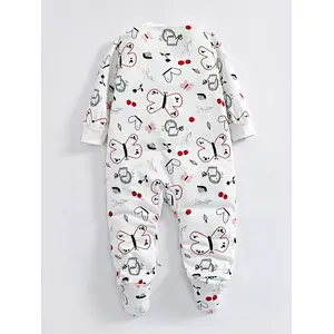 New Born Baby Girl Footie Zipper Striped Knit Jumpsuits Sleepwear Winter Baby Onesie Rompers
