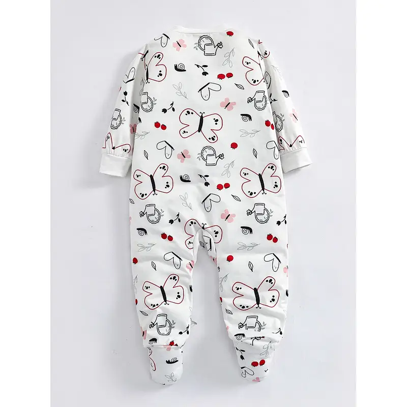 New Born Baby Girl Footie Zipper Striped Knit Jumpsuits Sleepwear Winter Baby Onesie Rompers