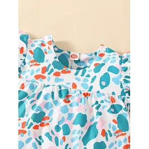 Allover Print Ruffle Sleeve Print Custom Toddler Pajamas Viscose from Bamboo Baby Bubble Romper