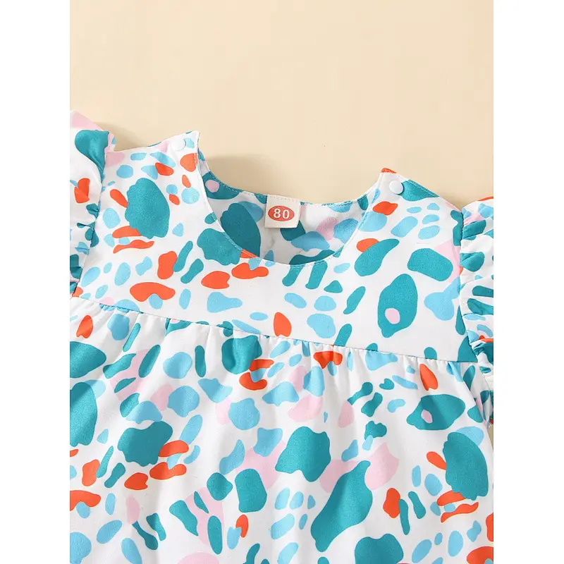 Allover Print Ruffle Sleeve Print Custom Toddler Pajamas Viscose from Bamboo Baby Bubble Romper