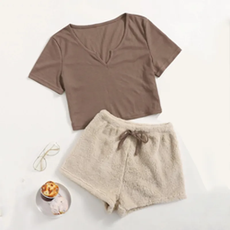 Women'S Sleepwear Women Short Set Two Piece Short Set Cotton Pajamas Pijamas Women Pajamas