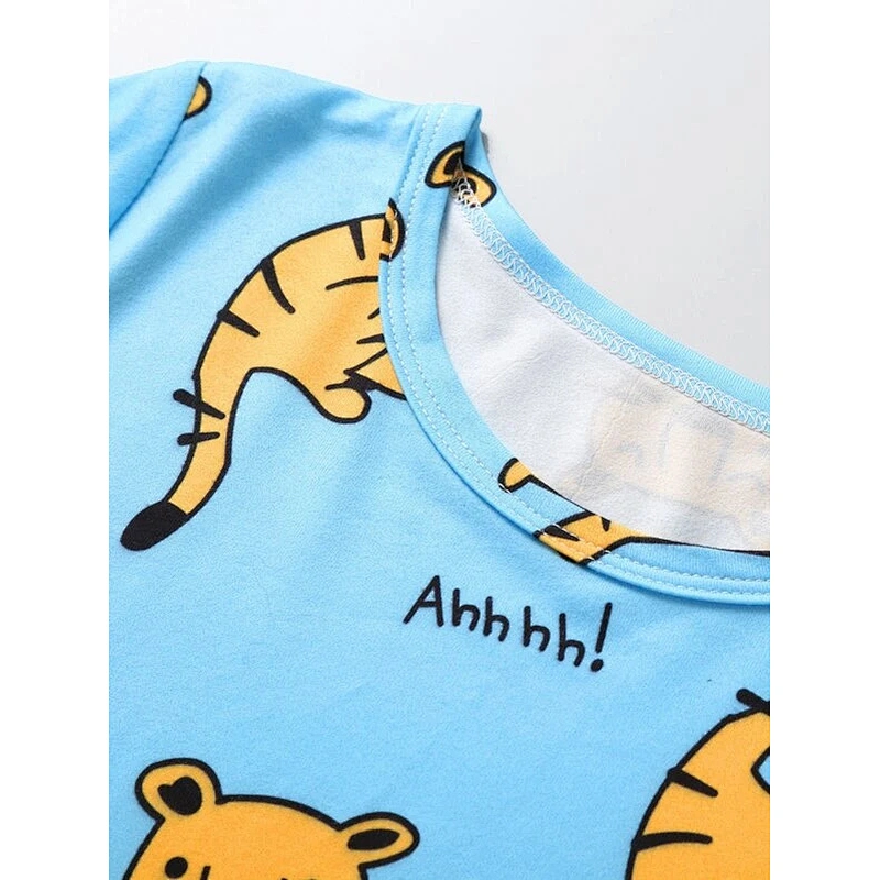 Long Sleeve Top and Pants Toddler Boys Sleepwear Letter & Cartoon Graphic Kids Pajamas