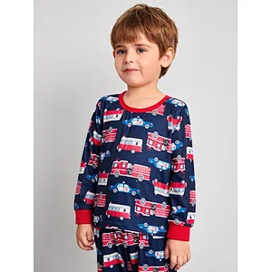 2022 Cartoon Cotton Children Boy Printed Custom Pjs Custom Pajama OEM ODM Cozy Kids Pyjama Sets
