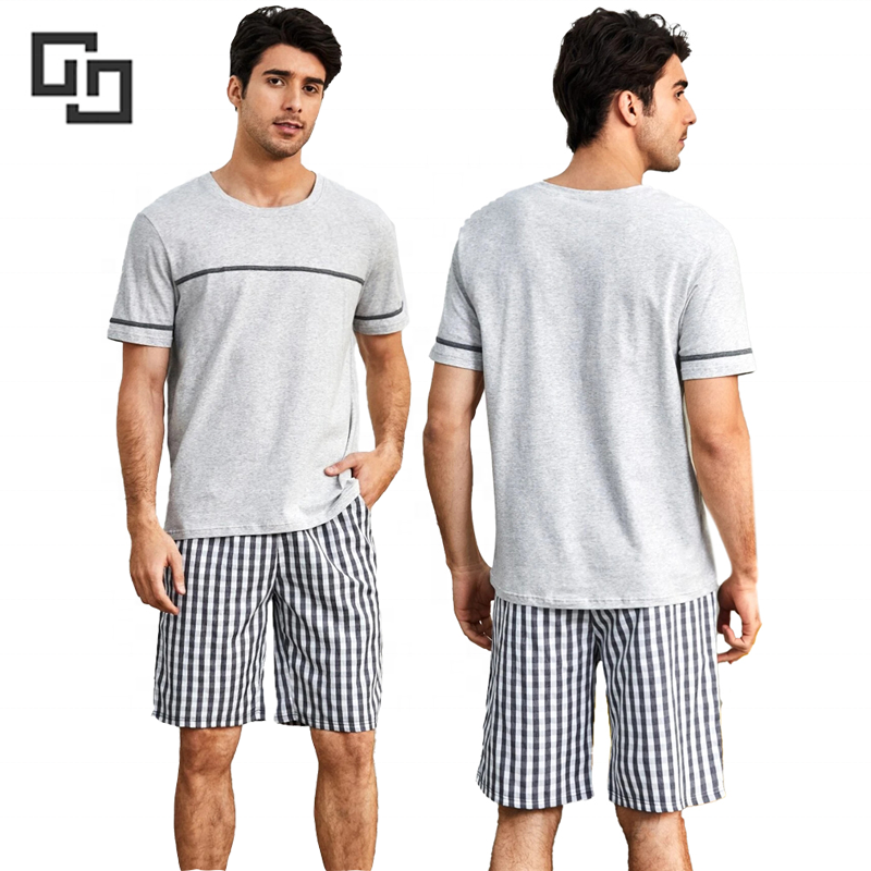 Sleepwear Tops and Bottoms Plaid PJ Sets Men's Cotton Pajama Set Men Pajamas