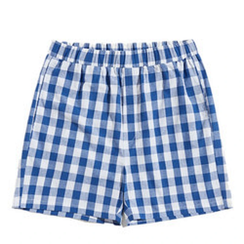 New Arrival Plaid Short Pyjama Sleepwear Bamboo Breathable Bottoms Cotton Plaid Men Short Pajamas