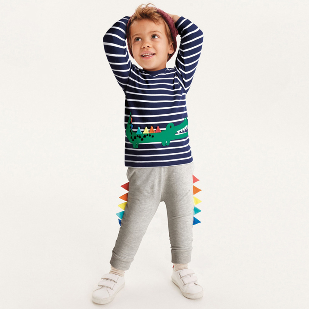 Bulk Wholesale Cute Pattern Dinosaur Embroidery Children Pajamas Sleepwear Kids Cartoon Pajamas Sets for Boys