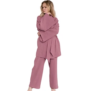Kimono Cozy Woven Lounge Pants Robe Sets Solid Custom Winter Bath Dame Designer Cotton  Women Linen Robes