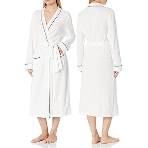 Women's Lightweight Soft Kimono Bath Robe Cotton Calf-Length Waffle Robe