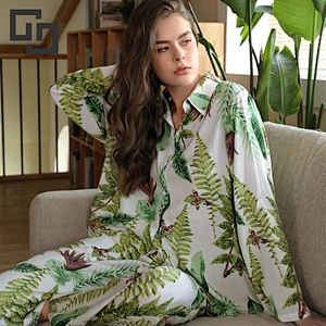 Floral Long Organic Cotton Pyjamas Custom Bamboo Viscose Women Pajama
