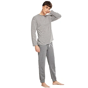OEM 100% Cotton Men's Sleepwear Long Sleeve & Pants Loungewear Men Pajamas