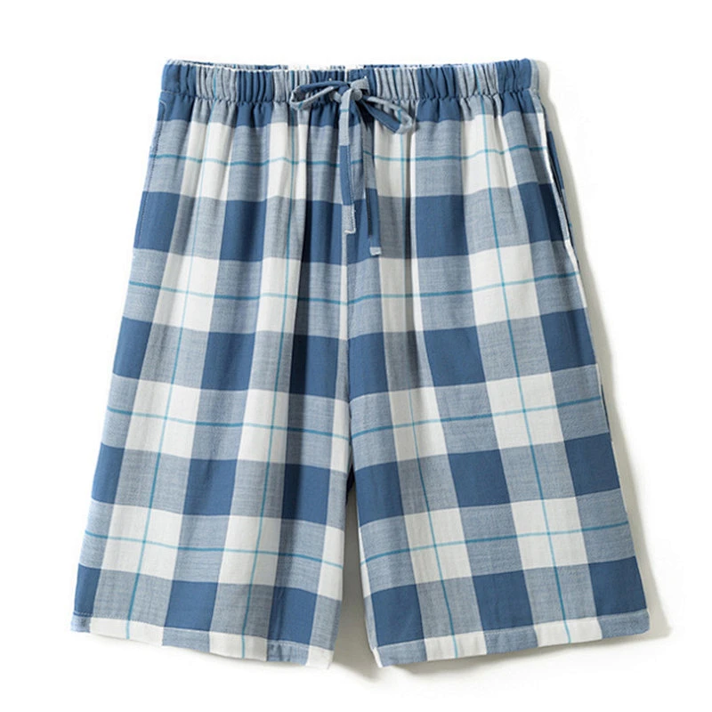 New Arrival Men's Plaid Sleep Bottoms Shorts Pijamas Summer Cotton Lounge Pants Men Pajama Pants