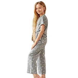 Wholesale girl printed Cute lounge wear children knitted bamboo sleepwear 2 pieces cotton kids pajama set