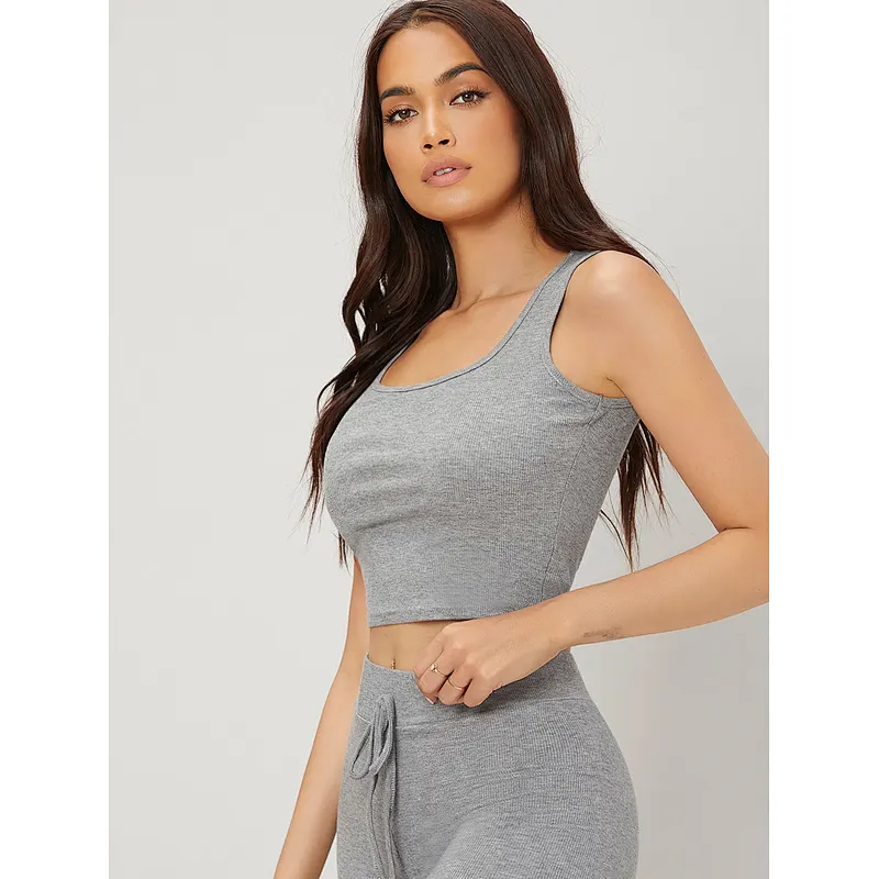 Soft Solid Loungewear Sets Comfortable Tank Top and Shorts Lounge Wear