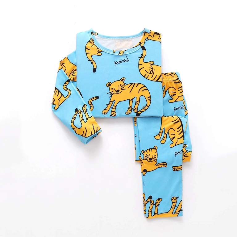 Long Sleeve Top and Pants Toddler Boys Sleepwear Letter & Cartoon Graphic Kids Pajamas
