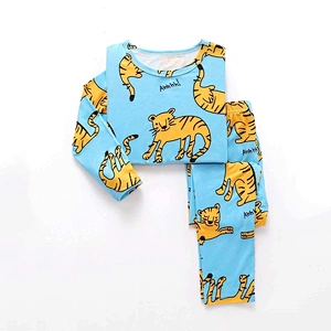 Long Sleeve Top and Pants Toddler Boys Sleepwear Letter & Cartoon Graphic Kids Pajamas