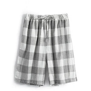 New Arrival Men's Plaid Sleep Bottoms Shorts Pijamas Summer Cotton Lounge Pants Men Pajama Pants