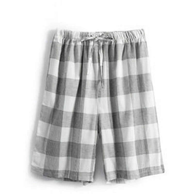 New Arrival Men's Plaid Sleep Bottoms Shorts Pijamas Summer Cotton Lounge Pants Men Pajama Pants