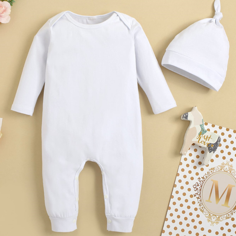 Wholesale Blank Solid White Baby Rompers Clothes Knitted Unisex Baby Boys'&Girls' Cotton Romper