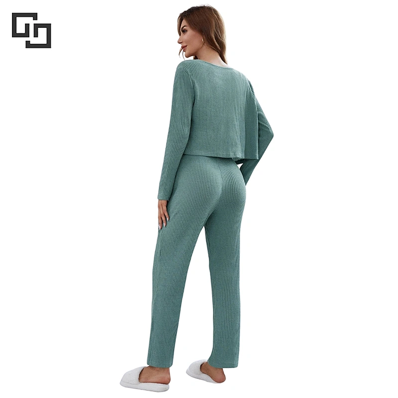 Button Front Top & Cami Top & Pants Lounge Set Women