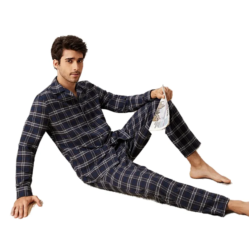 Men's New Plaid Pajamas Two-piece Plaid Pajamas