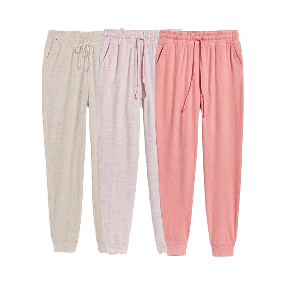 Wholesale Lady Pajama Bottom Pants High Waisted Soft Brushed Rayon Plush Knit Jogger Lounge Pants for Women
