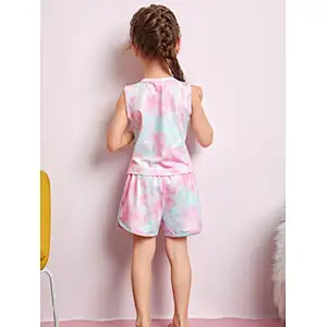 Children Cami Top&Shorts Tie Dye Pyjama Sets Cotton Kids Girls Custom Pajama Set