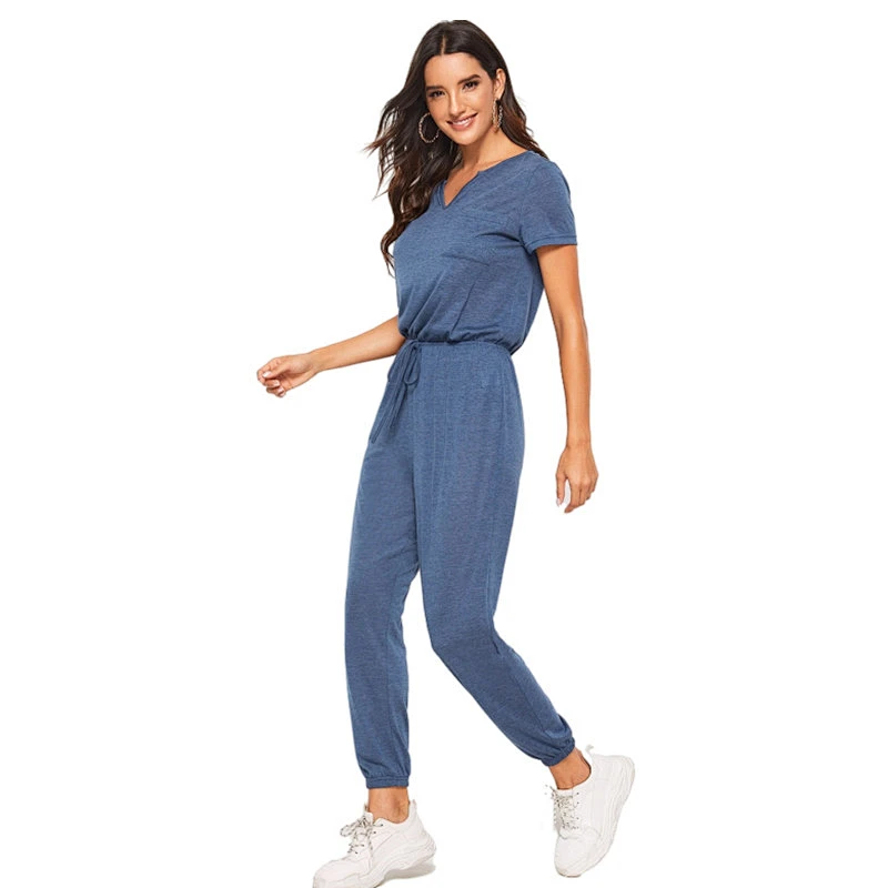 Cotton Jumpsuit Loungewear Pajama Girl Waist Solid Pyjama Custom Designer Women Romper Cotton Adult Onesie