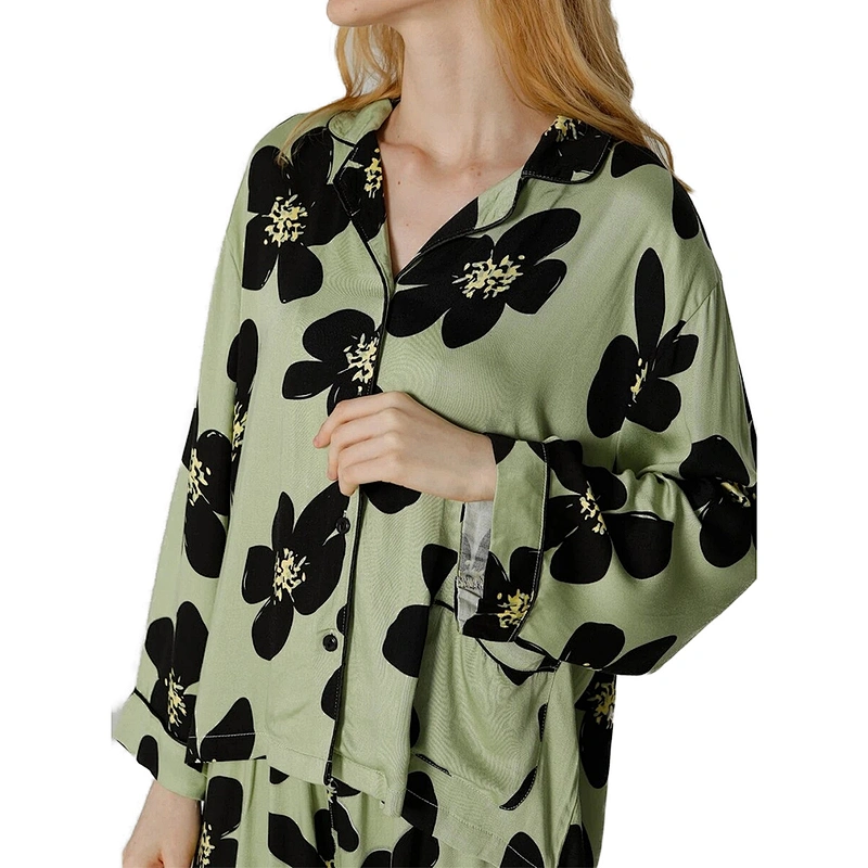 Custom Luxury Lady Viscose Pajamas 2 Pieces Soft Cozy Solid Women Viscose Sleep Wear Set for Women