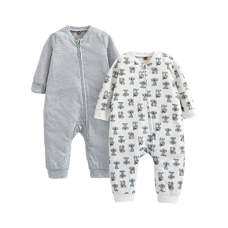 Cute Baby Clothes Set 100% Cotton Koala Print Zip Up Jumpsuit Unisex Baby Romper