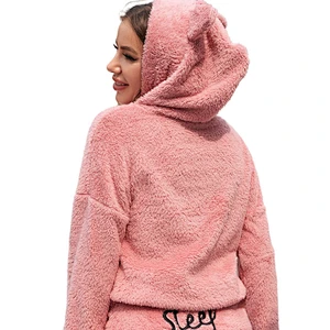 2022 Letter Drop Shoulder Fleece Pjs Femme Designer Flannel Custom Pajama Lounge Wear Sets For Women