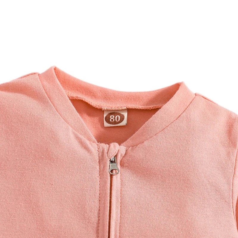 Wholesale Baby Girls' Rompers Zipper Knit Solid Clothes Jumpsuits 100% Cotton Baby Onesie