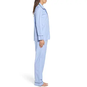 Wholesale 100% Cotton Pyjamas Classic Loose-fitting Women Vintage Custom Pajamas
