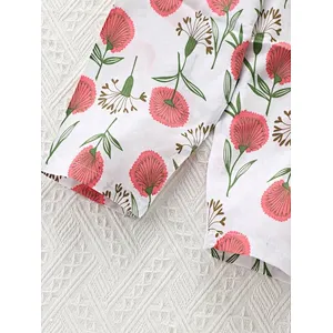 Floral Print  Pj Set Lounge Wear Set Woman Cotton Pajama