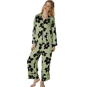 Custom Luxury Lady Viscose Pajamas 2 Pieces Soft Cozy Solid Women Viscose Sleep Wear Set for Women