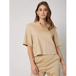 Casual Loungewear Straight Fit Short SleeveTop & Pants Set Womens Linen Set