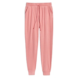 Wholesale Lady Pajama Bottom Pants High Waisted Soft Brushed Rayon Plush Knit Jogger Lounge Pants for Women