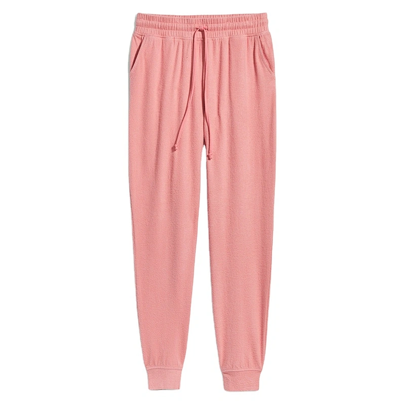 Wholesale Lady Pajama Bottom Pants High Waisted Soft Brushed Rayon Plush Knit Jogger Lounge Pants for Women