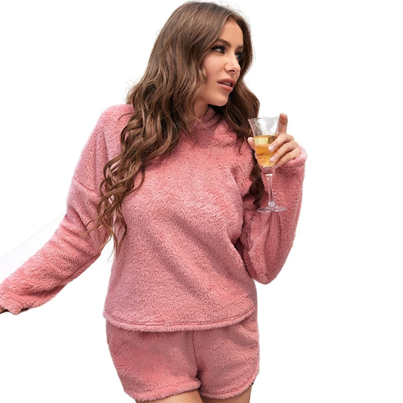 2022 Letter Drop Shoulder Fleece Pjs Femme Designer Flannel Custom Pajama Lounge Wear Sets For Women