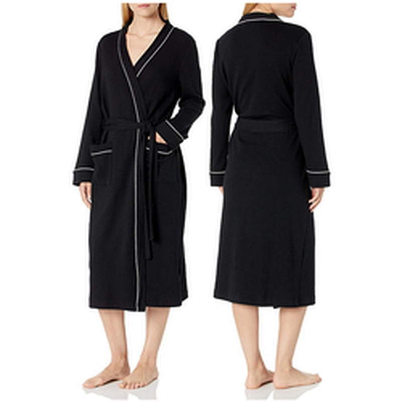 Women's Lightweight Soft Kimono Bath Robe Cotton Calf-Length Waffle Robe
