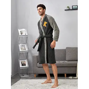 2021 Winter Solid Fleece Spa Robe With Hood Sleepwear Flannel Men Longues Robe Customized Mens Bath Robes