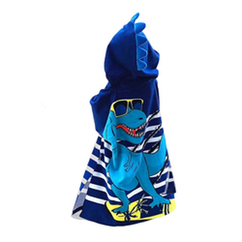 Custom Kids Pajama Cartoon Dinosaur Hooded Bathrobe Cute Cotton Boys Bath Robes