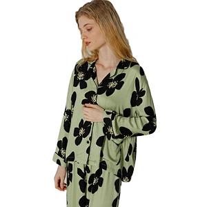 Custom Luxury Lady Viscose Pajamas 2 Pieces Soft Cozy Solid Women Viscose Sleep Wear Set for Women