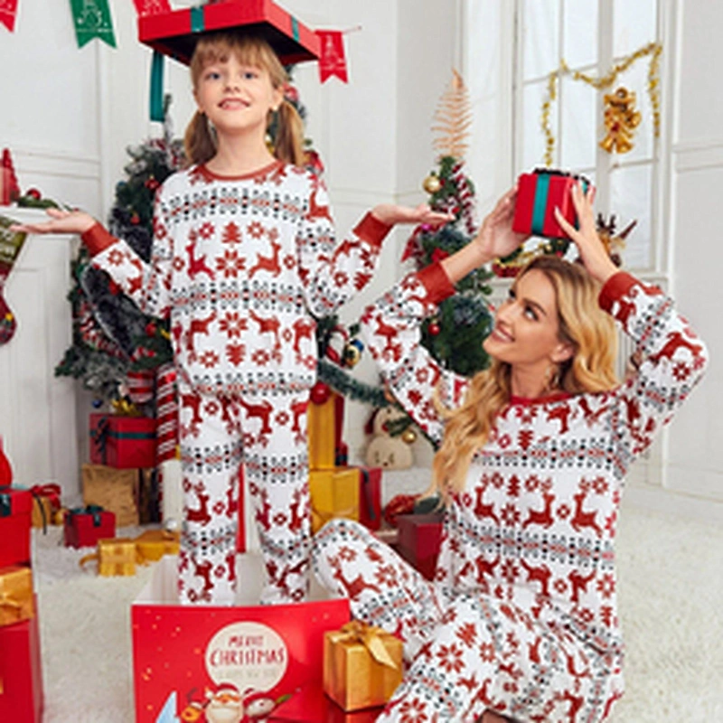 Flannel Warm Family Christmas Pajamas Long Sleeve Top and Pants Custom Mommy and Me Pajamas