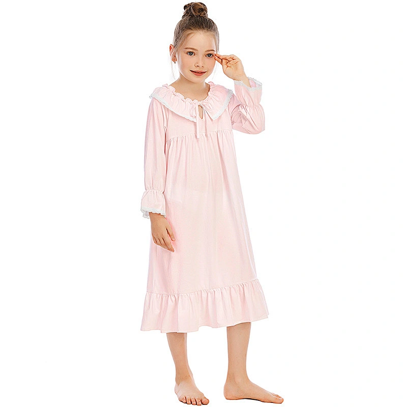 Toddler Girl Lace Sleep Wear Dress Pyjamas Children Clothing Sleepwear Custom Cotton Kids Pajama Dress