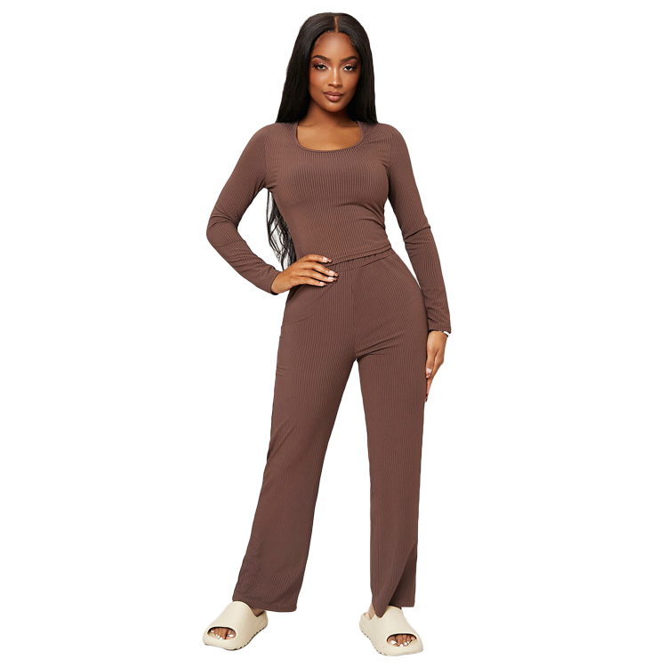 Rib Knit 2 Piece Loungewear Women Sets Softness Ribbed Knit Lounge Wear