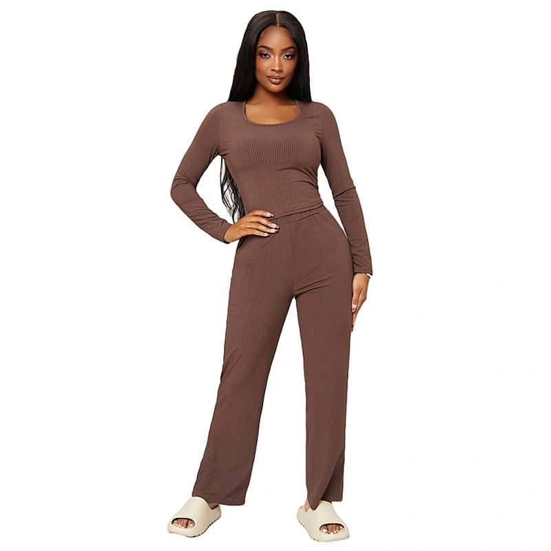 Rib Knit 2 Piece Loungewear Women Sets Softness Ribbed Knit Lounge Wear