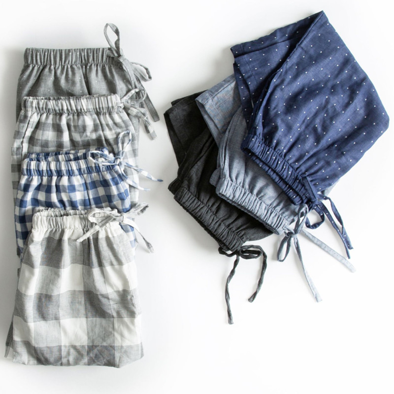 New Arrival Men's Plaid Sleep Bottoms Shorts Pijamas Summer Cotton Lounge Pants Men Pajama Pants